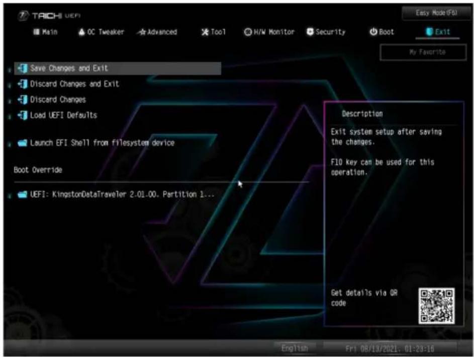 ASROCK Z690 Taichi - Exit (終了) 画面 - 1