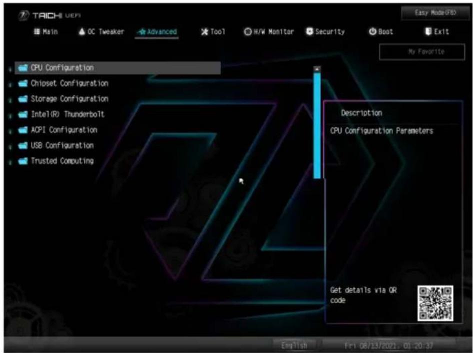ASROCK Z690 Taichi - Advanced (詳細) 画面 - 1