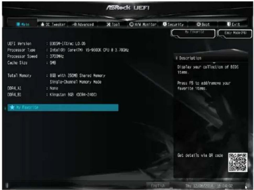 ASROCK B365M-ITX/ac - Main (メイン) 画面 - 1