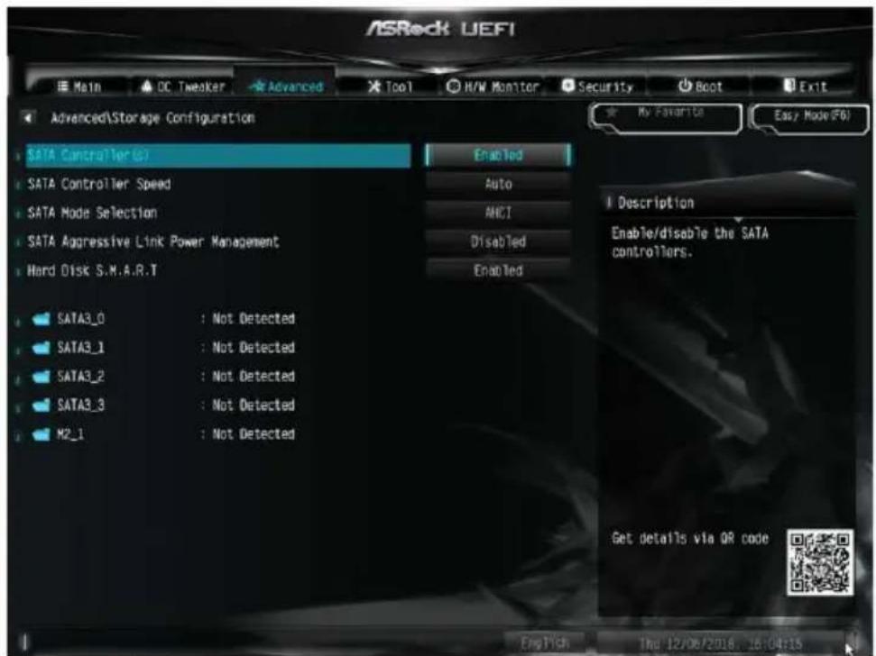 ASROCK B365M-ITX/ac - Storage Configuration ( ストレージ設定 ) - 1