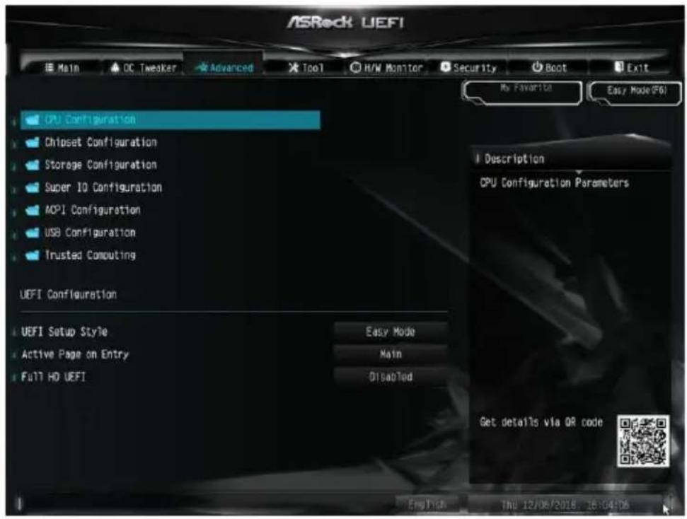 ASROCK B365M-ITX/ac - Advanced (詳細) 画面 - 1