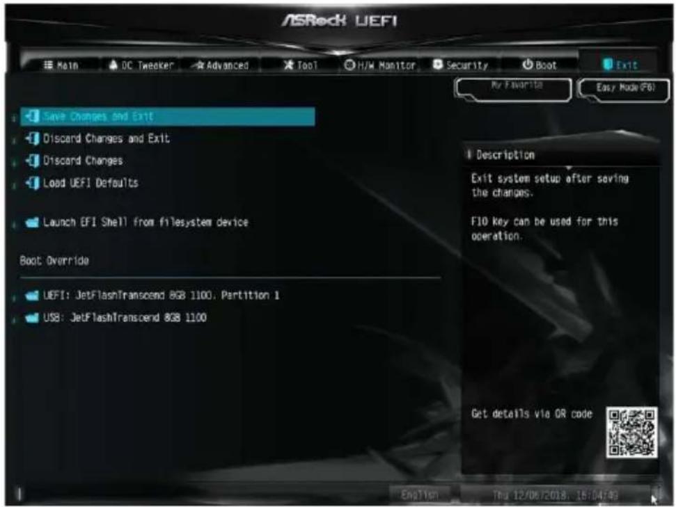 ASROCK B365M-ITX/ac - Exit (終了) 画面 - 1