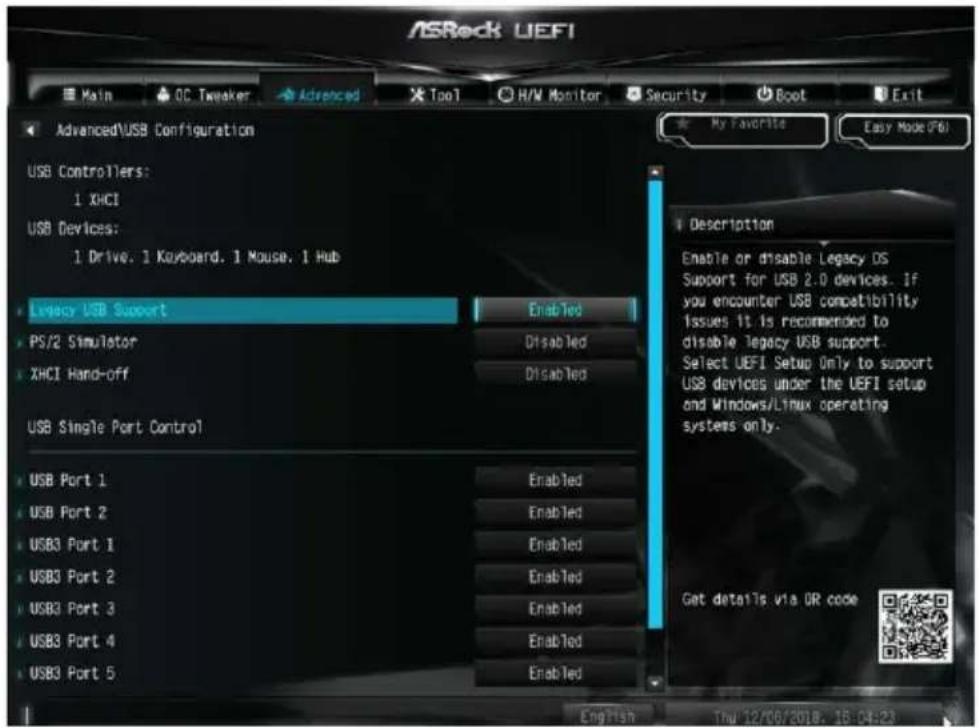 ASROCK B365M-ITX/ac - USB Configuration (USB 設定) - 1