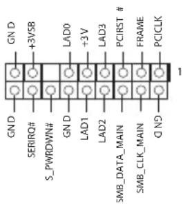 GN D +3V5B S_PWRDWN# GN D LAD0 +3V LAD3 PCIRST # FRAME SMB_DATA_MAIN SMB_CLK_MAIN Q N9 PCCLK 1