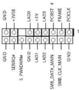 GN D +3VSB GND SERIRQ# S PWRDWN# GN D LAD1 +3V LAD2 LAD3# PCIRST # FRAME PCI CLK SMB_DATA_MAIN SMB_CLK_MAIN Q ND 1