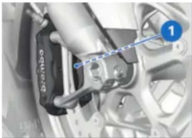 BMW R 1250 RT (2023) - Contrôler l'épaisseur des plaquettes de frein avant - 1