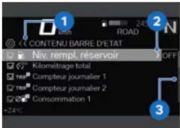 BMW K 1600 GT (2023) - Indications d'utilisation dans les sous-menus - 1