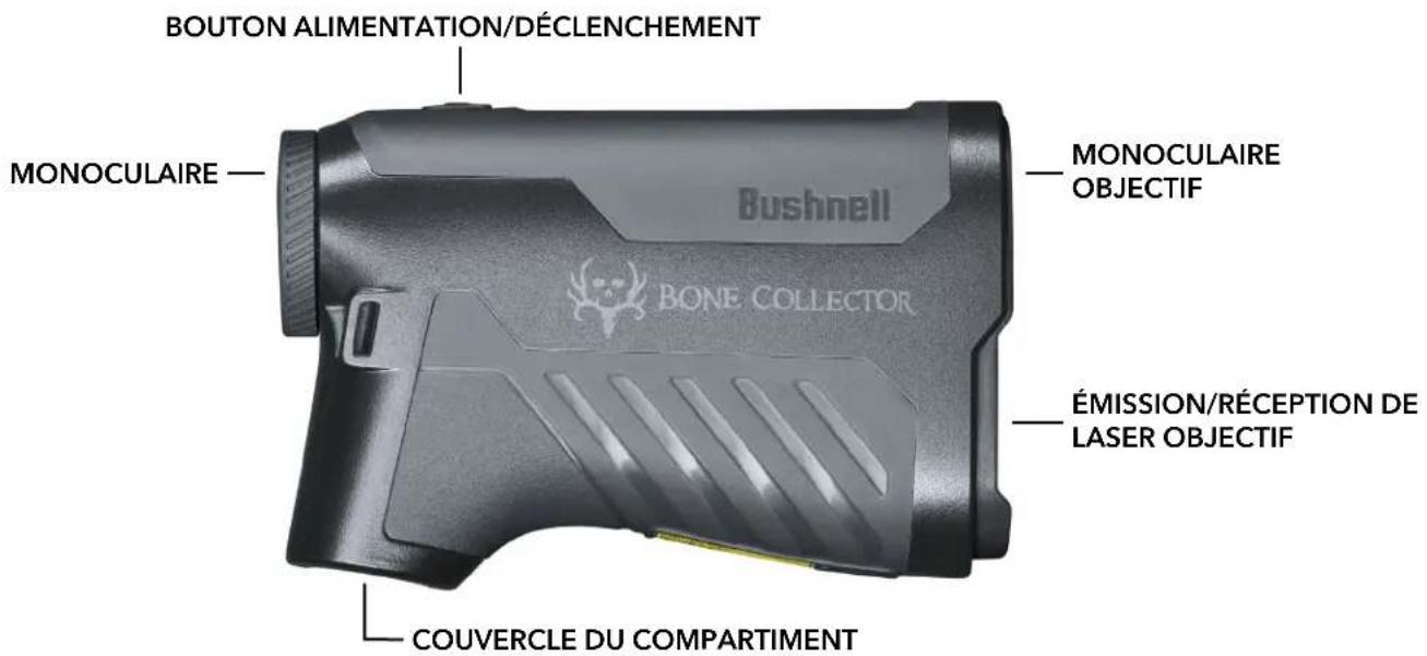 BOUTON ALIMENTATION/DÉCLENCEMENT MONOCULAIRE — Bushnell BONE COLLECTOR MONOCULAIRE OBJECTIF ÉMISSION/RÉCEPTION DE LASER OBJECTIF COUVERCLE DU COMPARTIMENT