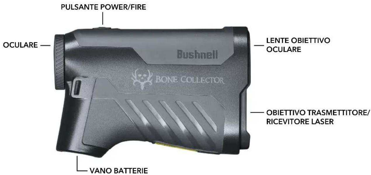 PULSANTE POWER/FIRE OCULARE BUSHnell LENTE OBIETTIVO OCULARE BONE COLLECTOR OBIETTIVO TRASMETTITORE/ RICEVITORE LASER VANO BATTERIE
