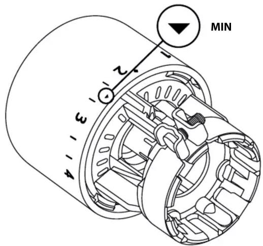 DANFOSS Aero RA/V - Temperature Limitation | Temperaturbegrenzung | Limite de température | Limitación de temperatura (MINIMUM) - 2