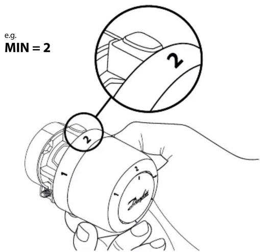 DANFOSS Aero RA/V - Temperature Limitation | Temperaturbegrenzung | Limite de température | Limitación de temperatura (MINIMUM) - 1
