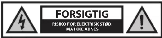 FORSIGTIG RISIKO FOR ELEKTRISK STÖD MÅ IKKE ÅBNES