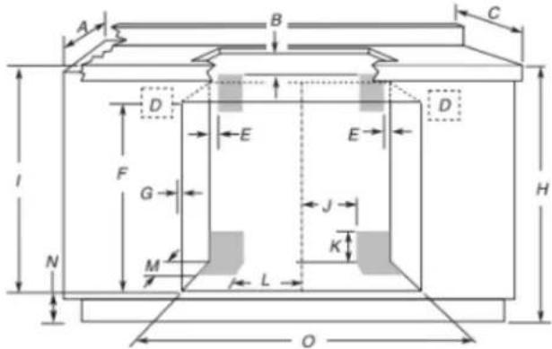 WHIRLPOOL WOES7030PZ - Dimensiones de recorte para hornos instalados bajo la superficie de cocción - 2