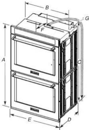 WHIRLPOOL WOES7030PZ - Dimensiones del producto, hornos dobles - 1