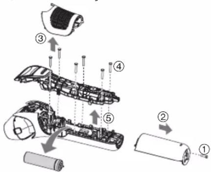 PANASONIC ES-LT4B - Scoaterea accumulatorului încorporat - 1