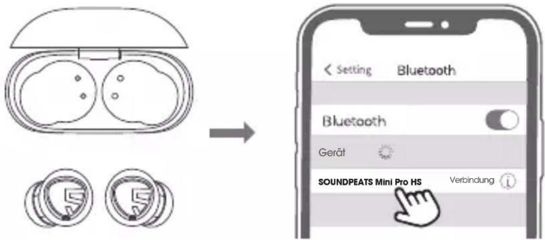 < Setting Bluetooth Bluetooth Gerät SOUNDPEATS Mini Pro HS Verbindung