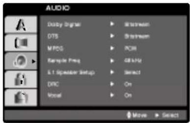 AUDIO Daddy Digital ▶ Rightward DTS ▶ Rightward MPEG ▶ PCM Sample Flag ▶ GB kHz & 1 Spreader Setup ▶ Select DRC ▶ On Vocal ▶ On Move ▶ Select