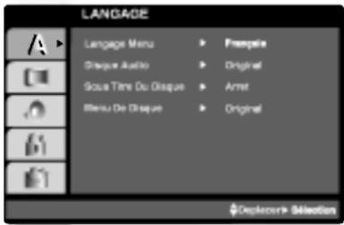 LANGUAGE Language Menu > Format Disque Audio > Original Sous Times Du Disque > Armst Menu De Disque > Original ©Descore Selection