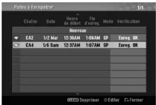 LG LRH-890 - Vérification des détails de l'enregistrement programmé - 1