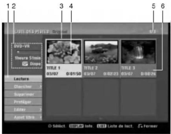 LG LRA-750 - Vue d'ensemble du menu liste de titres et liste de chapitres - 1