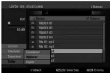 Liste de musiques HDD 00:00 Lecture Audio Seminical Cohort Folder 01 Folder 02 Folder 03 Folder 04 File 01.mp3 File 02.mp3 Albumer Diplacer p3 p3 p3 © Select G55330 Selection H5533 Cinema