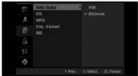 Delby Digital DTS MPEG Freq. d'échant. DBC PCM ✓ Bitstream Préc. Select. Farmer