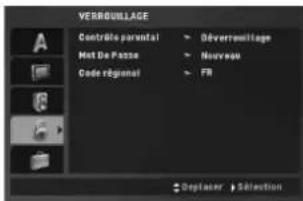VERBULLAGE Contrôle parental Met De Passe Code régional Déverremillage Nouveau FR Displacer > Sélection