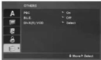 OTHERS PBC BLE DivX(TU) VOD On Off Select Move Select