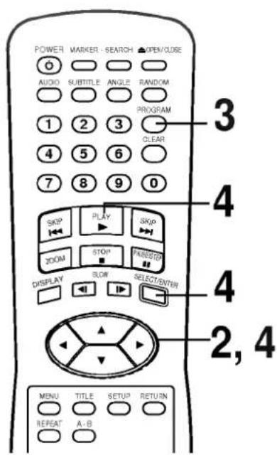 POWER MARKER - SEARCH ▲OPEN/CLOSE AUDIO SUBTITLE ANGLE RANDOM PROGRAM 1 2 3 CLEAR 4 5 6 7 8 9 0 SKIP PLAY SKIP 200M STOP PARESTON DISPLAY BLOW SELECT/ENTER MENU TITLE SETUP RETURN REPEAT A-B 3 4 4 2, 4