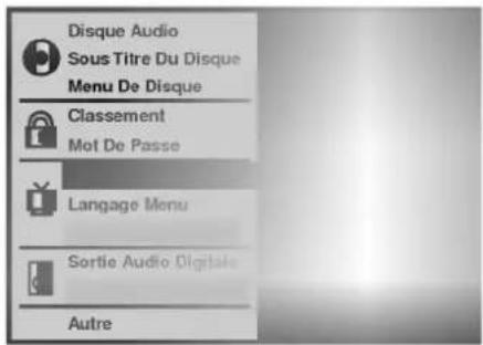 Disque Audio Sous Titre Du Disque Menu De Disque Classement Mot De Passe Langage Menu Sortie Audio Digitale Autre