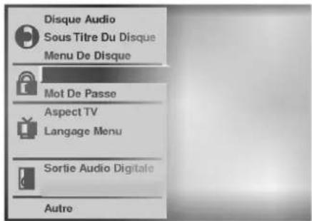 Disque Audio Sous Titre Du Disque Menu De Disque Mot De Passe Aspect TV Langage Menu Sortie Audio Digitale Autre