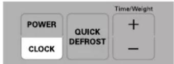 POWER CLOCK QUICK DEFROST Time/Weight + -