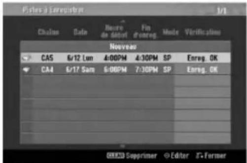 Plesse à Enregistrer 1/1 Chaius Date Number Fin d'enreg Mode Verifications Nouveau CA5 6/12 Lum 4:00PM 4:30PM SP Enreg. OK CA4 6/17 Sam 6:00PM 7:30PM SP Enreg. OK OKEN Supprimer © Editor S-Former
