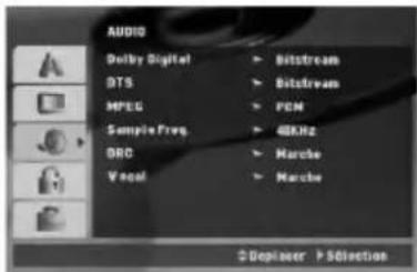 AUDIO Dolby Digital > Bitstream BTS > Bitstream MPEG > PCM Sample Prev > 48KHz DRC > Marche Vocal > Marche © Kepler > Selection