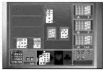 Control panel interface with multiple playing cards and buttons, labeled in Chinese characters