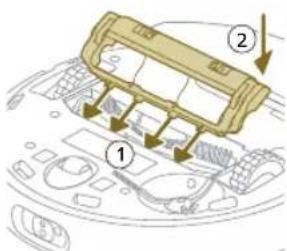 Diagram of a vehicle dashboard with labeled parts, showing structural components and directional arrows.