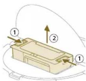 Diagram of a device with labeled components and directional arrows indicating flow or movement