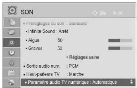 LG 47LE4600 - PARAMÈTRES DTV AUDIO (EN MODE NUMÉRIQUE UNIQUEMENT) (Uniquement DTV) - 1