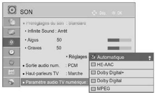 LG 47LE4600 - PARAMÈTRES DTV AUDIO (EN MODE NUMÉRIQUE UNIQUEMENT) (Uniquement DTV) - 3