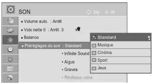 LG 47LE4600 - RÉGLAGES PRÉDÉFINIS DU SON : MODE SON - 3