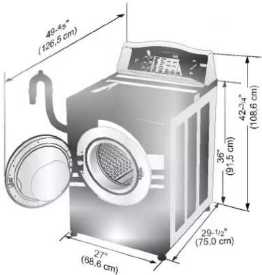 LG WD3632HW - ; E Dimensions de la laveuse - 1
