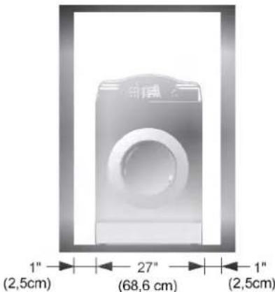 LG WD3632HW - ; Espacement d'installation minimum pour espace en retrait ou dans une garde-robe. - 1