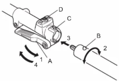MAKITA EE400MP - Montagem do implemento a uma unidade motorizada - 1