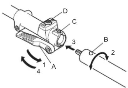 MAKITA EE400MP - Instalación del accesorio al equipo motorizado - 1