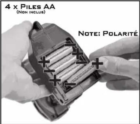 4 x PILES AA (NON INCLUS) NOTE: POLARITÉ