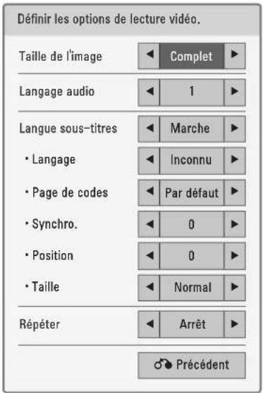 LG 47LD452B - Menu Définir les options de lecture vidéo. - 1
