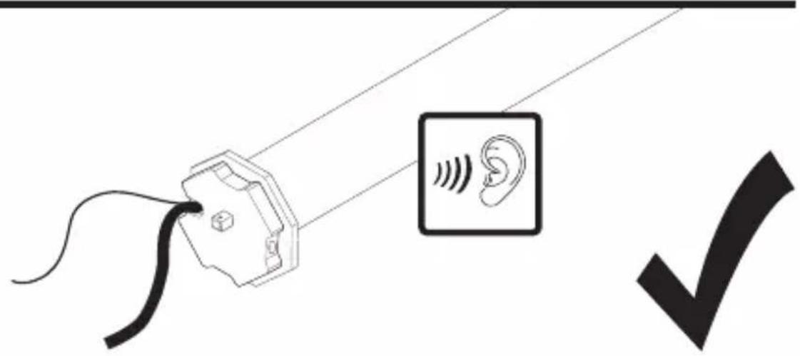 Diagram showing a medical device connected to an ear with signal waves, alongside a checkmark symbol.