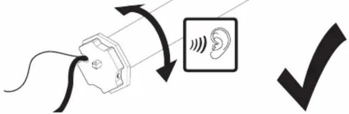 Diagram illustrating ear signal transmission with a device and ear icon, showing signal direction and approval check