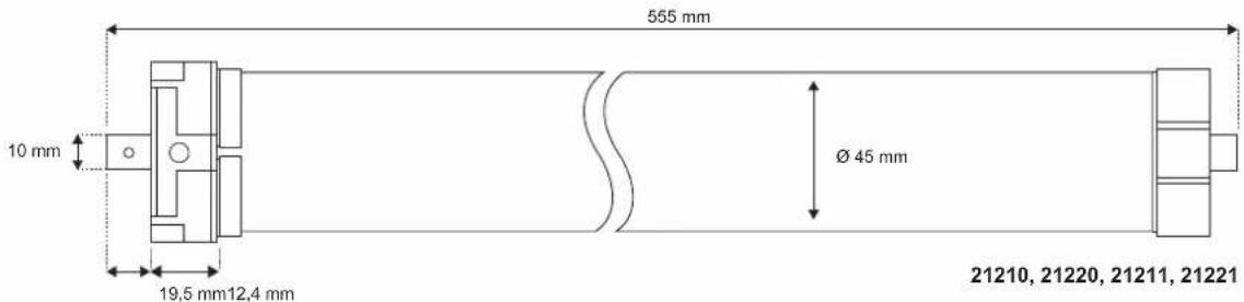 555 mm 10 mm Ø 45 mm 19,5 mm 12,4 mm 21210, 21220, 21211, 21221