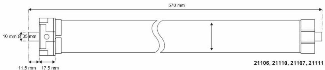 570 mm 10 mm Ø 35 mm 11,5 mm 17,5 mm 21106, 21110, 21107, 21111